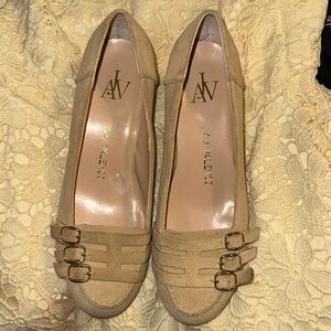 AJ Valenci Tan Suede Cone Heel 5.5M